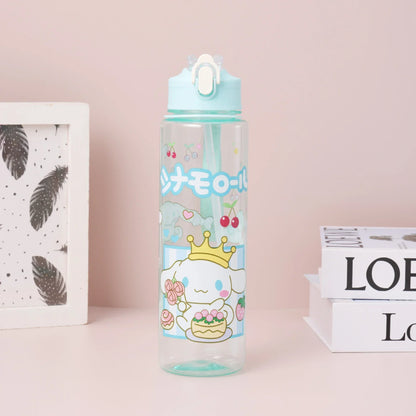 Kuromi Water Cup with Straw — Large Capacity Cute Cartoon Print Bottle, Unique Aesthetic Design for Office, Home, or Gift