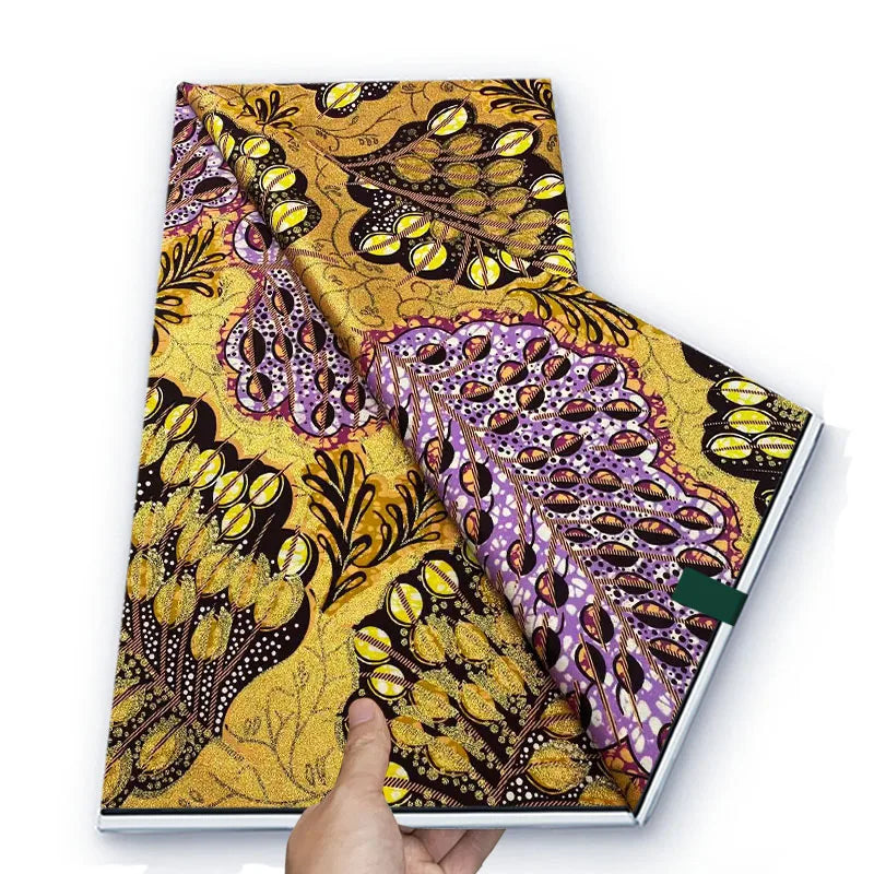 Grand African Glitter Wax Fabric - 6 Yards Soft Cotton Ankara Print Material for Nigerian Clothing