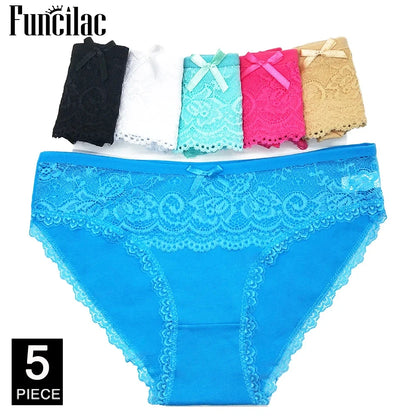 5 Pcs Women’s Cotton Panties Set - Soft Bikini Briefs Sexy Ladies Underwear Comfortable Everyday Briefs