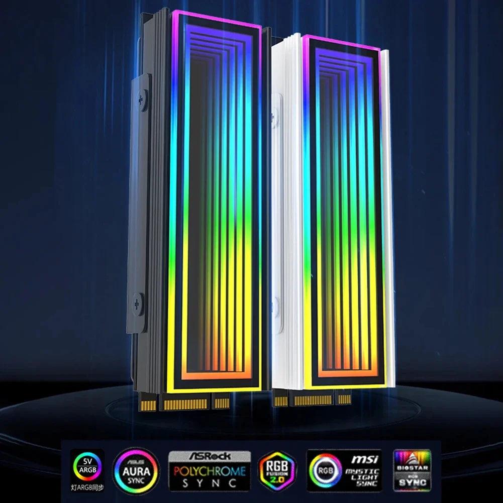 ARGB M.2 NVMe SSD Heatsink - 5V 3-Pin RGB Aluminum Cooler with Aura Sync Support