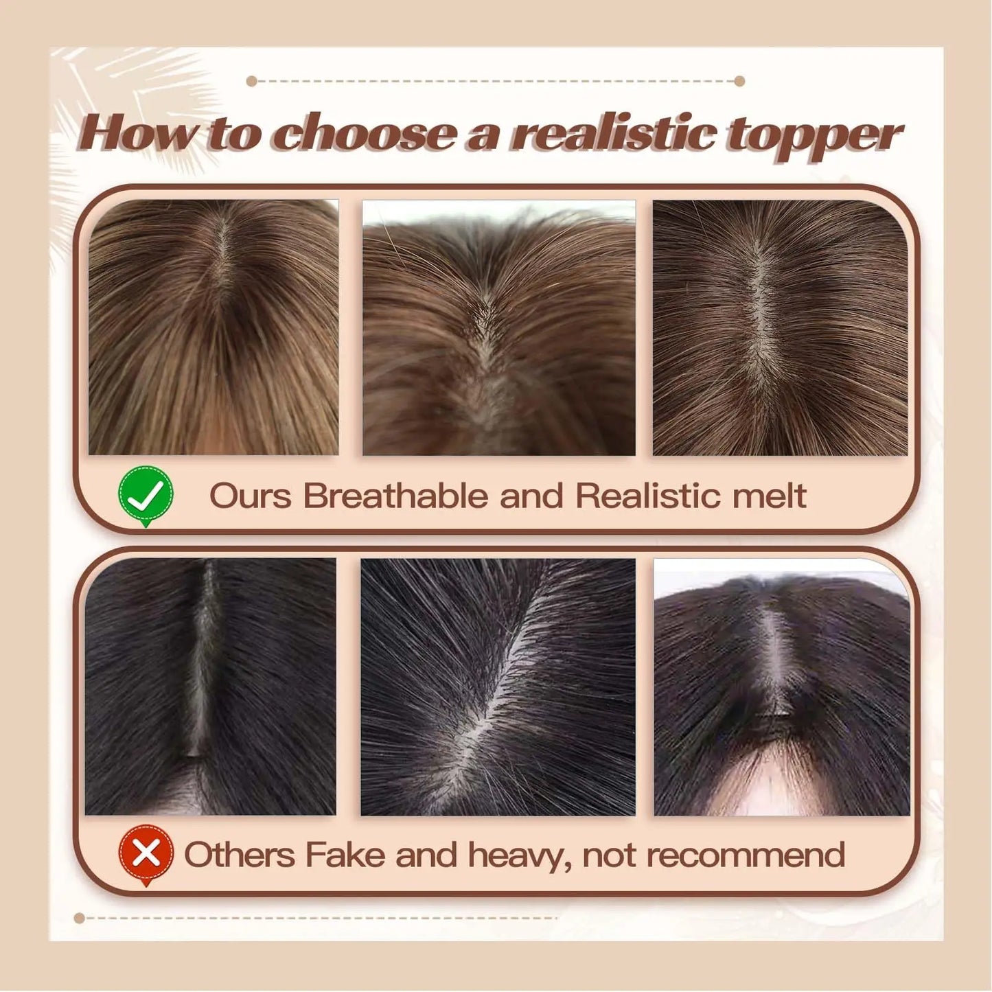 Ombre Brown Blonde Remy Human Hair Topper – 14 Inch Silk Base Clip-In Wig with Bangs for Women
