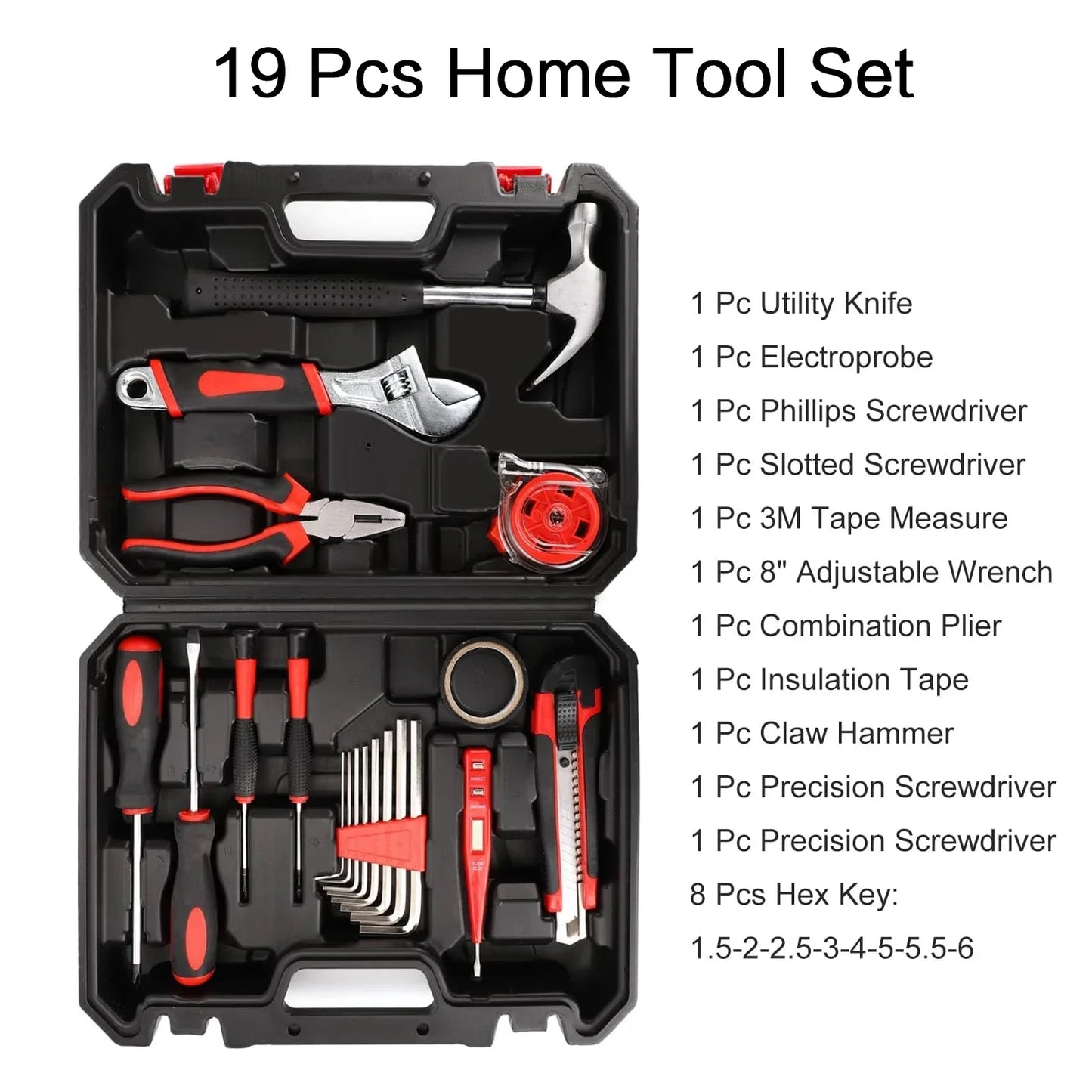 STOENGO Household Tool Kit Set - 19/43/108PCS DIY Hand Tools with Hammer, Screwdriver, Saw & Wrench
