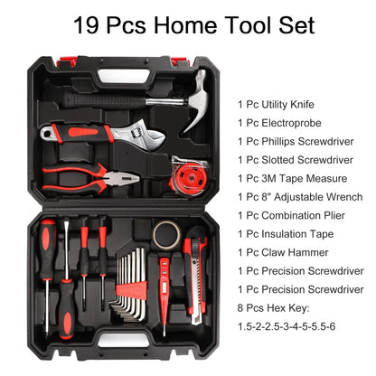 STOENGO Household Tool Kit Set - 19/43/108PCS DIY Hand Tools with Hammer, Screwdriver, Saw & Wrench