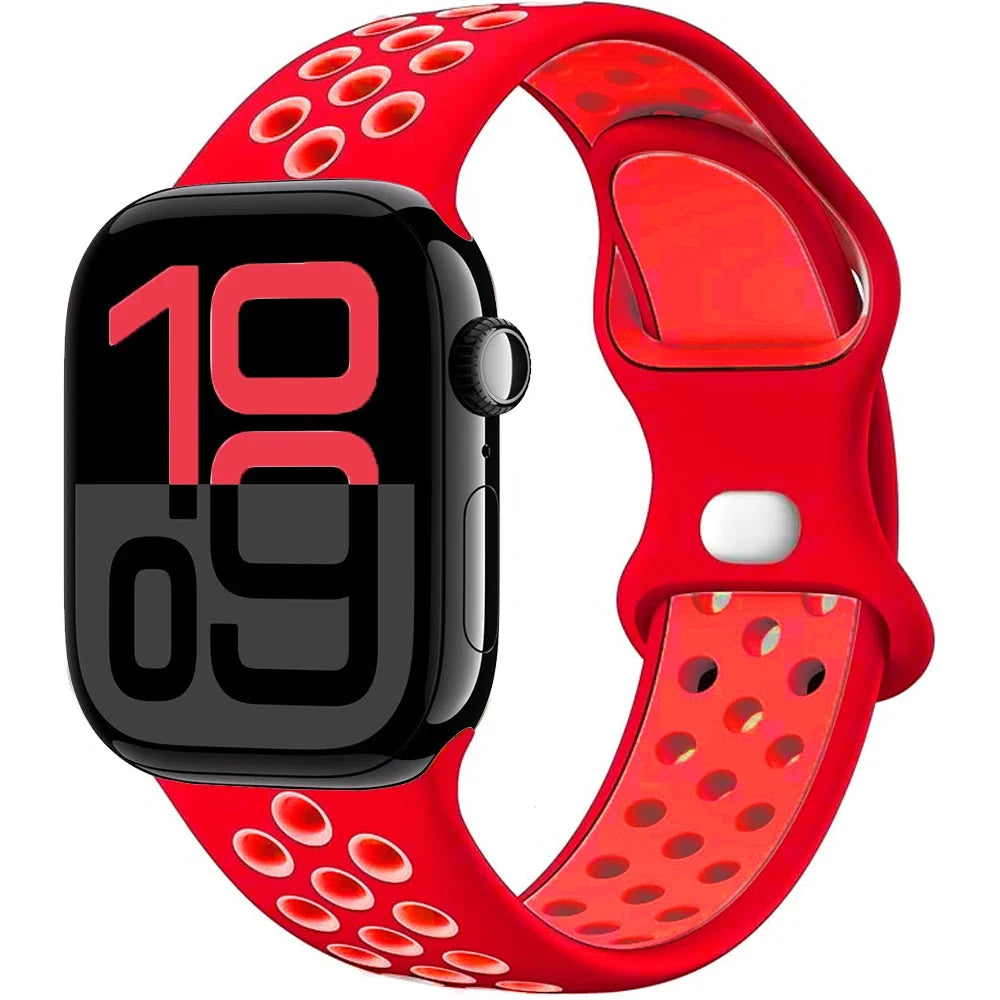 Silicone Apple Watch Strap - Breathable Wristband for Watch 11/10/9/8/7 Ultra 3/2 SE Series 49mm-41mm