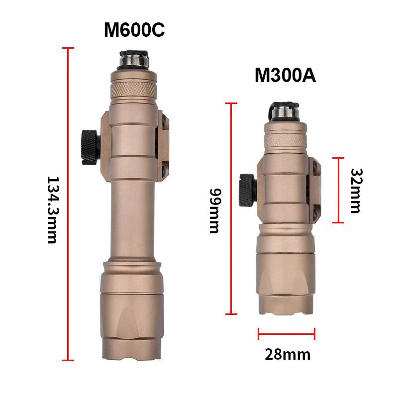 WADSN Airsoft M600C/M600/M300 Tactical Scout Light – AR15 Rifle LED Flashlight, Hunting Spotlight, 20mm Rail Mount