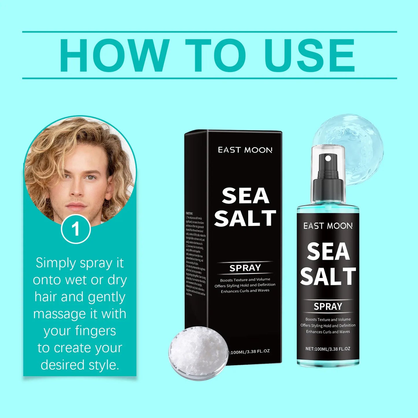 Sea Salt Hair Styling Spray - Volumizing Texturizing Spray for Strong Hold & Fuller-Looking Hair