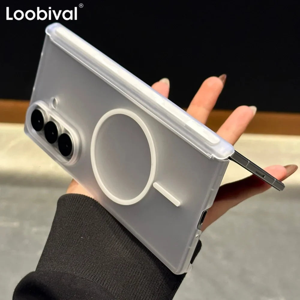 Samsung Galaxy Z Fold 4/5/6/7 Magnetic Matte Case - Ultra Thin Transparent Hinged Shockproof Cover