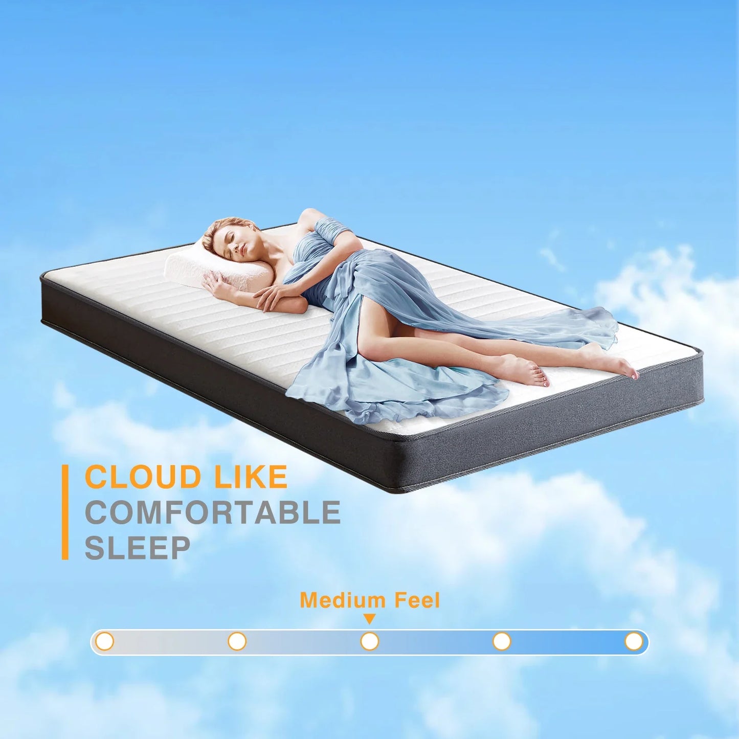 6 Inch Spring Mattress - Gel Memory Foam Hybrid Bed with High-Density Base Foam & Individually Pocket Springs