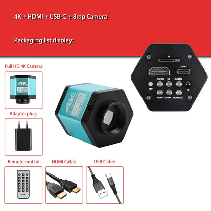 YIZHAN 4K Digital Microscope — Full HD HDMI VGA Industrial Camera with C-Mount, 150x Lens for Soldering & Phone Repair