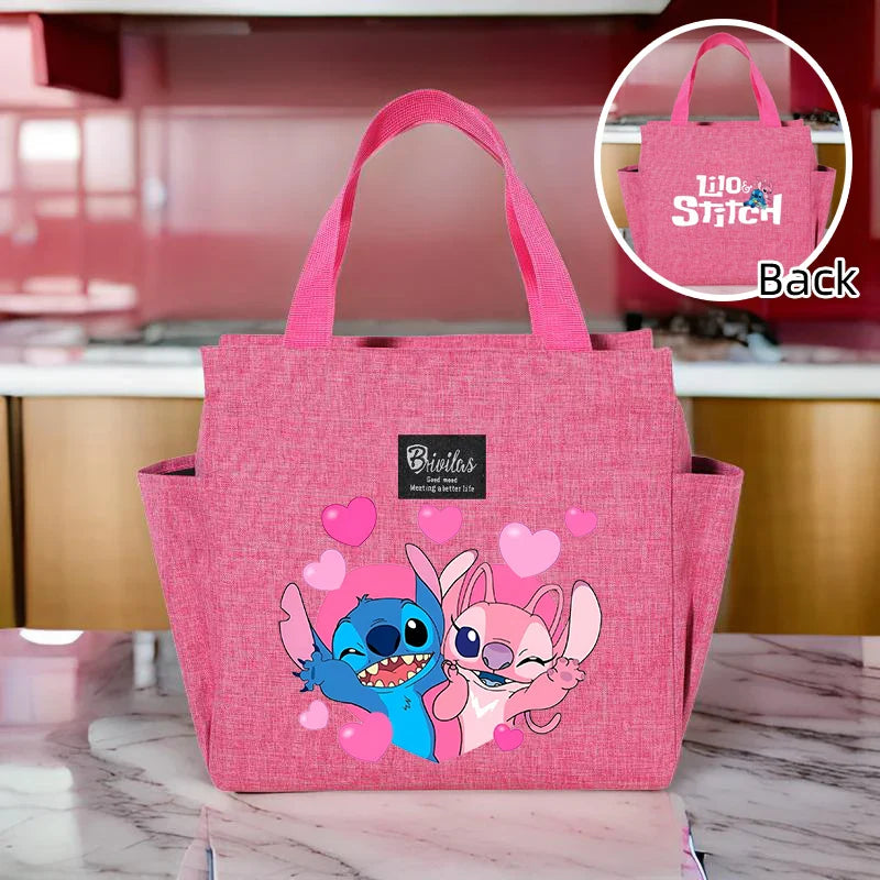 Stitch Insulated Lunch Bag – Waterproof Oxford Cloth with Aluminum Foil, Portable Reusable Square Tote for Work, School, and Picnic
