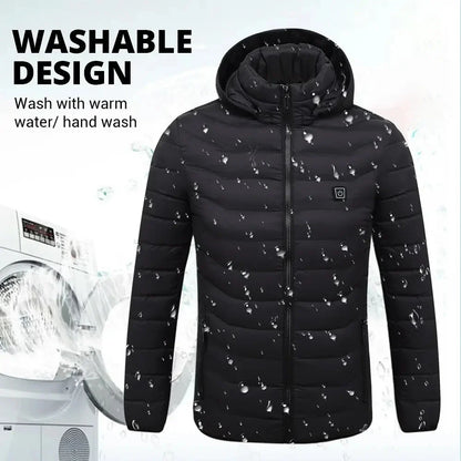 31-Zone Smart USB Heated Jacket for Men & Women – Waterproof Polyester Thermal Coat for Winter, Skiing, and Outdoor Activities