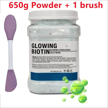 650g Chamomile Hyaluronic Acid Facial Moisturizing Mask Powder with Silicone Brush, Rose Jelly Mask for Skin Elasticity