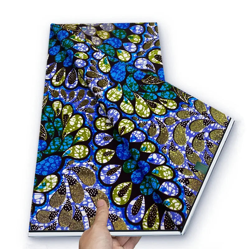 Grand African Glitter Wax Fabric - 6 Yards Soft Cotton Ankara Print Material for Nigerian Clothing