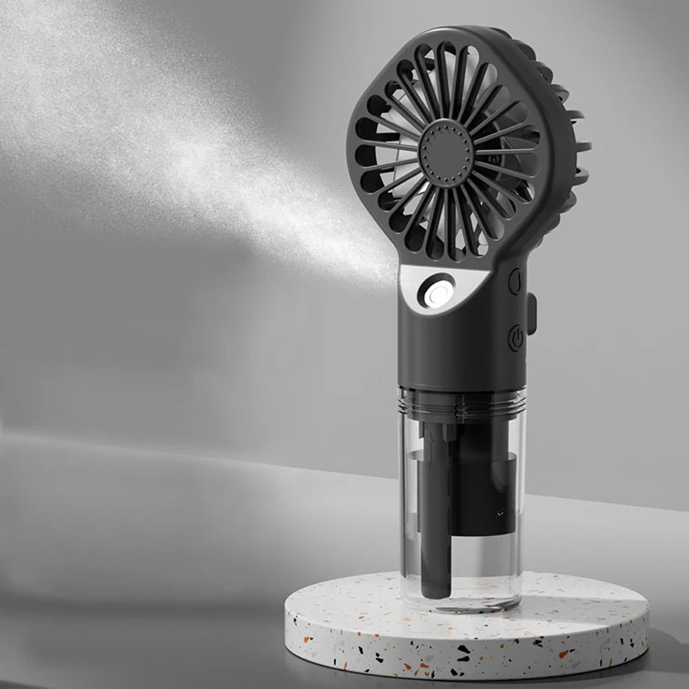 Portable Mini Humidifier Fan – USB Rechargeable Handheld Mist Fan with Water Spray, Personal Cooling Fan