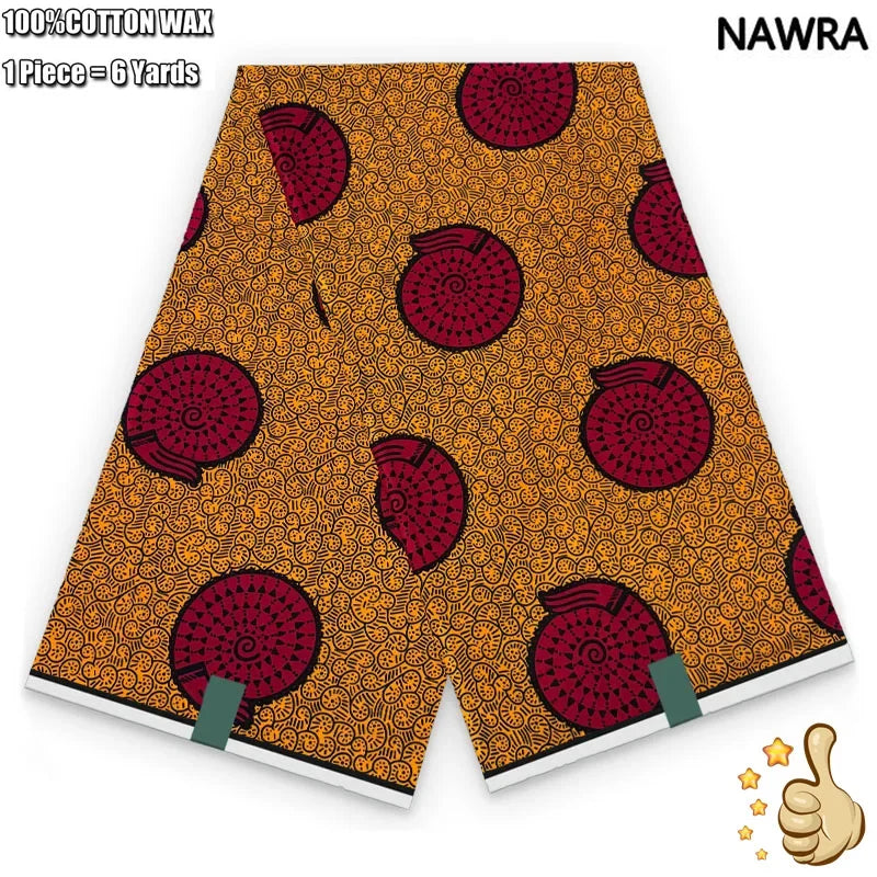100% Cotton African Real Wax Fabric - Ankara Batik Pagne Sewing Material for Women's Dresses