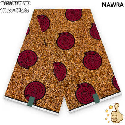 100% Cotton African Real Wax Fabric - Ankara Batik Pagne Sewing Material for Women's Dresses