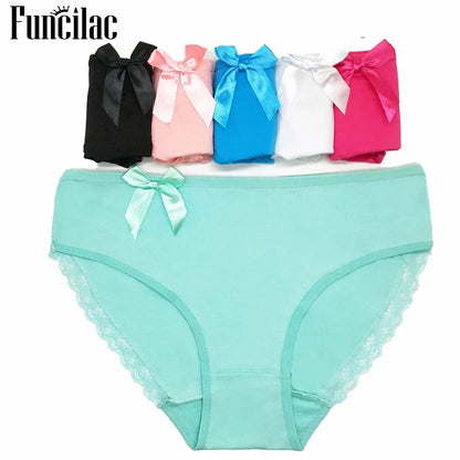 6 Pcs Women’s Cotton Briefs Set - Plus Size Sexy Print Mid-Rise Panties with Breathable Cotton Crotch