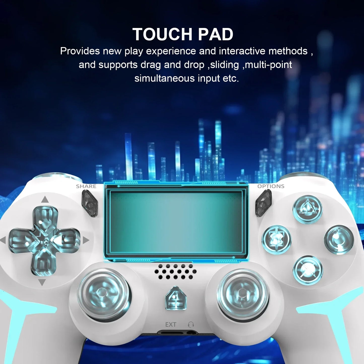 GAMINJA RGB Wireless Game Controller - Bluetooth Gamepad for PS4 PS3 PC with LED Lights, 6-Axis Gyro and Dual Vibration
