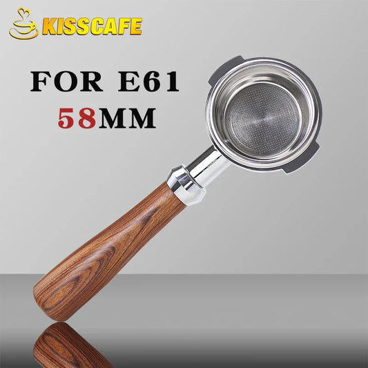 58mm Bottomless Portafilter for E61 Expobar & Gemilai — Two-Ear Espresso Maker with 2-Cup Filter Basket Coffee Accessories