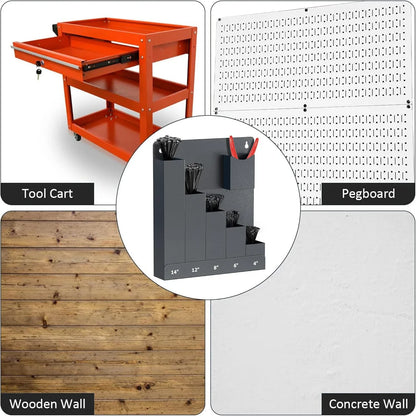 Wall Mount Cable Tie Holder - Zip Tie Storage Rack Organizer for Garage, Workshop & Home