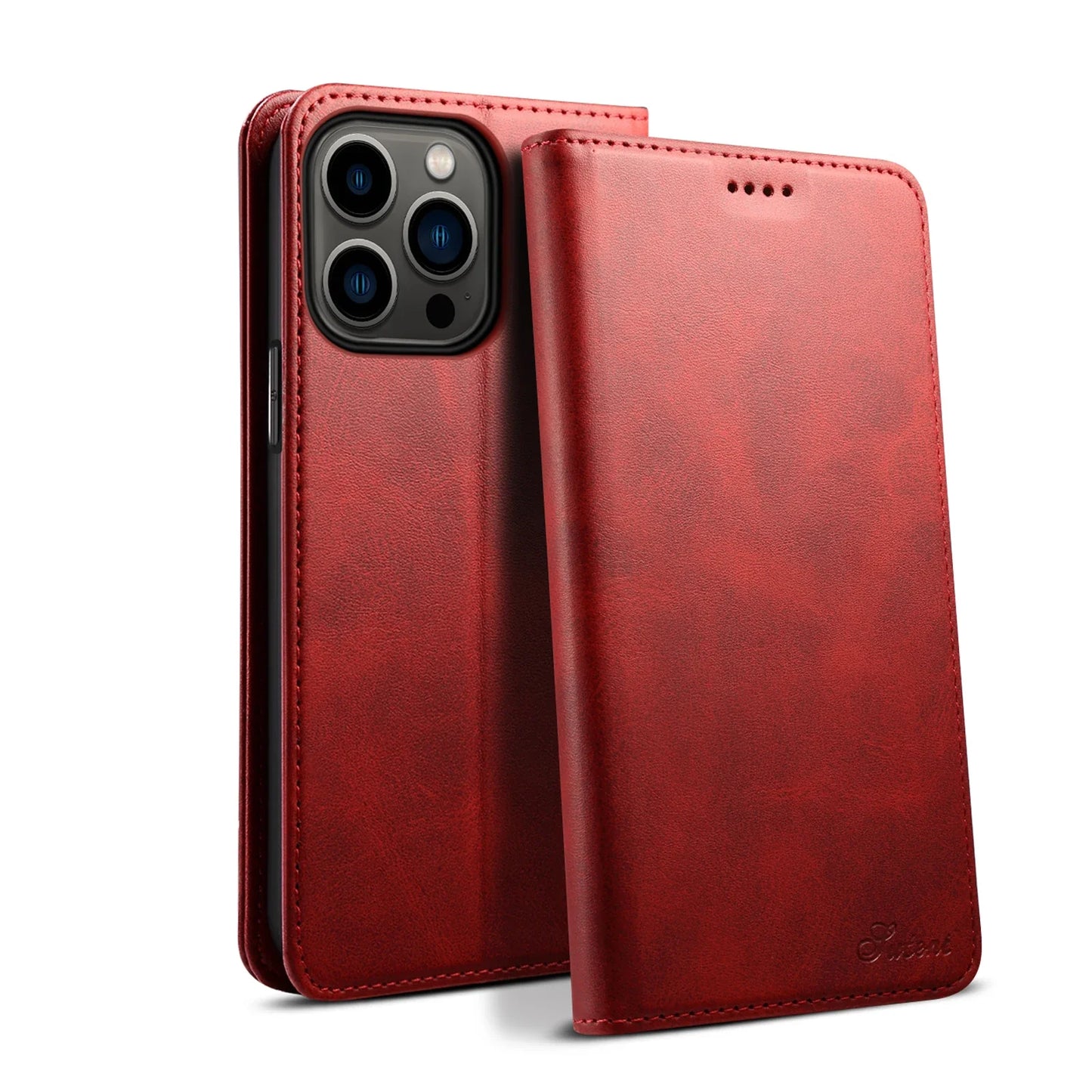 SUTENI Leather Wallet Phone Case — Flip Cover with Card Holder & Stand for iPhone 7/8/11/12/13/14/15/16 Pro Max/XR/XS