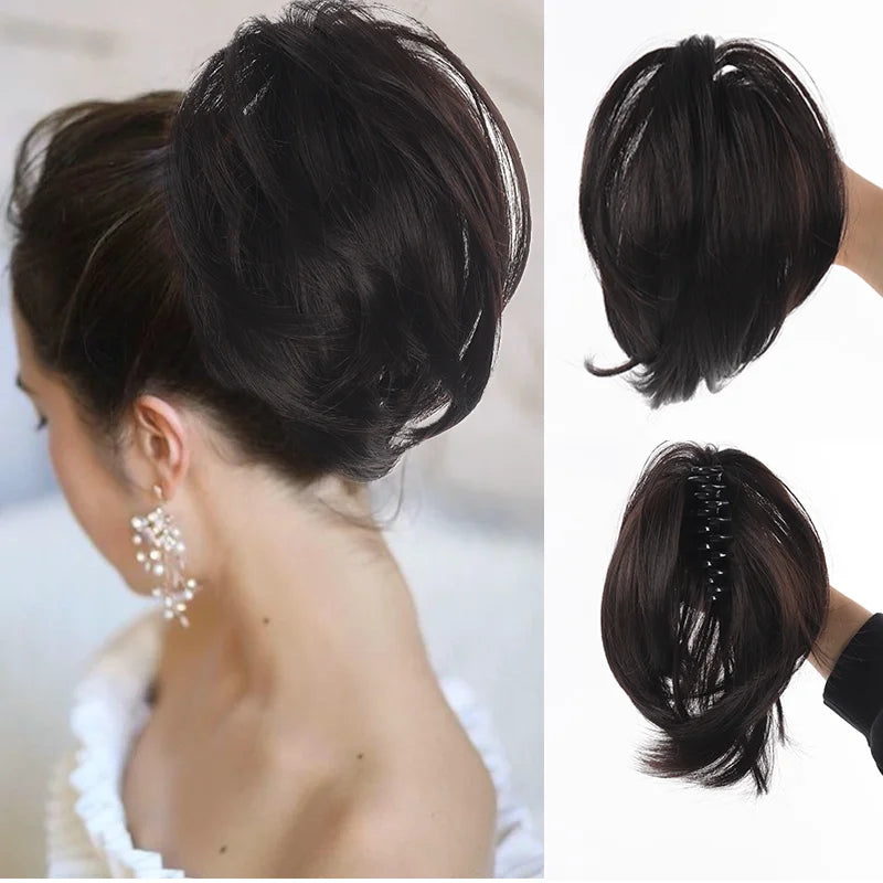 LUPU Synthetic Messy Bun Hair Piece - Clip-In Chignon Ponytail Extension Scrunchie for Women
