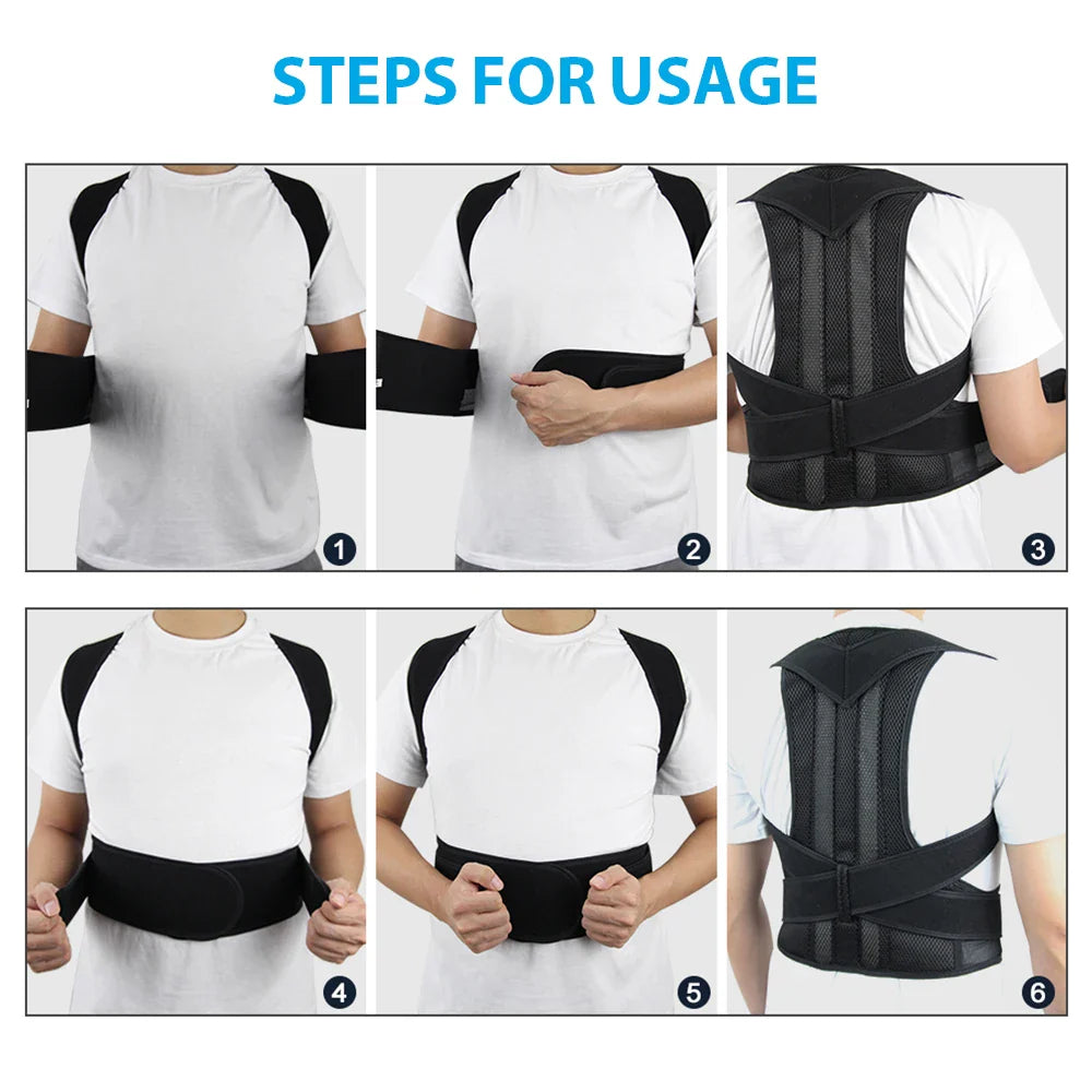 Adjustable Back Brace Posture Corrector Belt – Lumbar & Shoulder Support for Men & Women, Improve Scoliosis