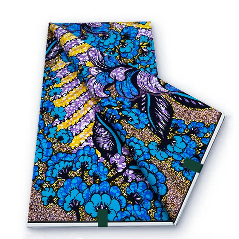 2026 African Real Wax Fabric - 100% Cotton Soft Ankara Batik Gold Print