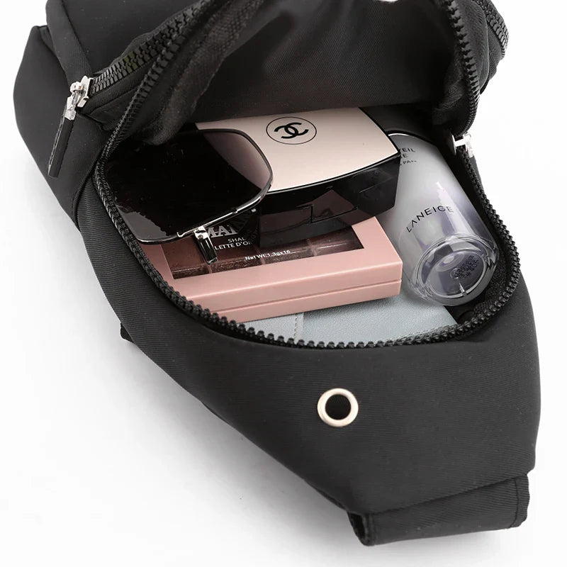Women's Pure Color Nylon Chest Bag – Casual Shoulder & Crossbody Bag, Fashionable High-Quality Female Bag