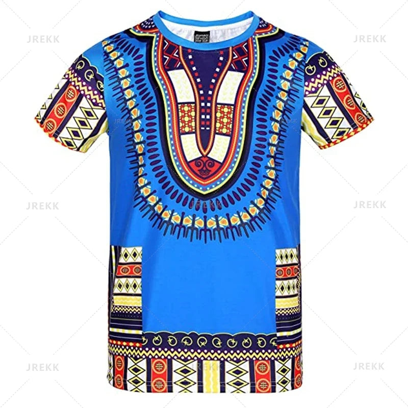 Summer African Dashiki 3D Print T-Shirt - Harajuku Ethnic Pattern Streetwear Tee for Men and Kids