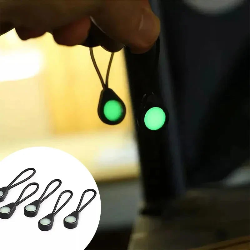 10PCS Luminous Zipper Pullers — Glow-in-the-Dark Zipper Heads for Camping, Hiking, Coats, Tents & Backpacks