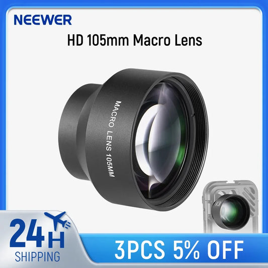 NEEWER 105mm HD Macro Lens - 17mm Thread Phone Lens for iPhone, Samsung, Xiaomi & Compatible Phone Cages