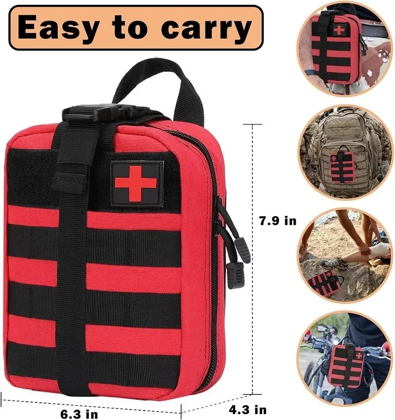 Outdoor First Aid Kit - EDC MOLLE Medical Survival Emergency Pack for Camping Hiking Fishing & Travel
