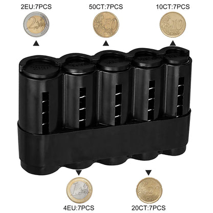 Car Coin Storage Purse – Euro Coin Bank Holder, Plastic Wallet & Cash Organizer Box for Savings