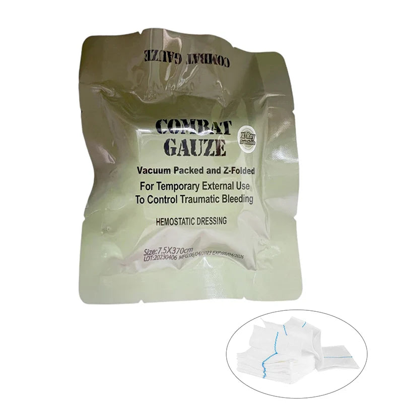 Kaolin Hemostatic Gauze Z-Fold – Emergency Trauma Wound Dressing for IFAK, Tactical & Military First Aid Kits