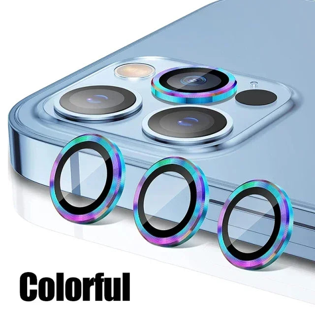 3PCS Metal Camera Lens Protector - Tempered Glass Cover for iPhone 11 12 13 14 15 Pro Max & Plus