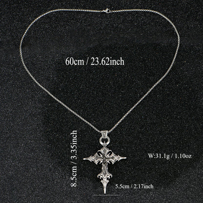 Vintage Gothic Skull Jesus Cross Necklace - Catholic Punk Religious Amulet Pendant for Men