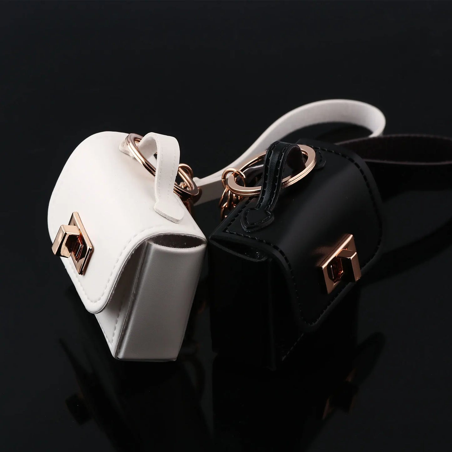 Mini PU Leather Bag Keychain - Openable Coin Purse Pendant with Hand Strap for Phone & Keys