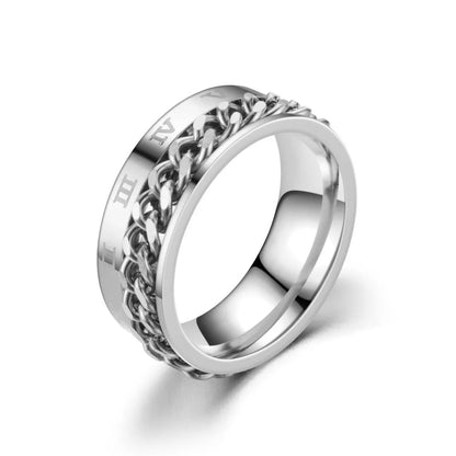 Titanium Steel Spinner Chain Ring - Rotatable Decompression Ring with Bottle Opener Design for Men & Women