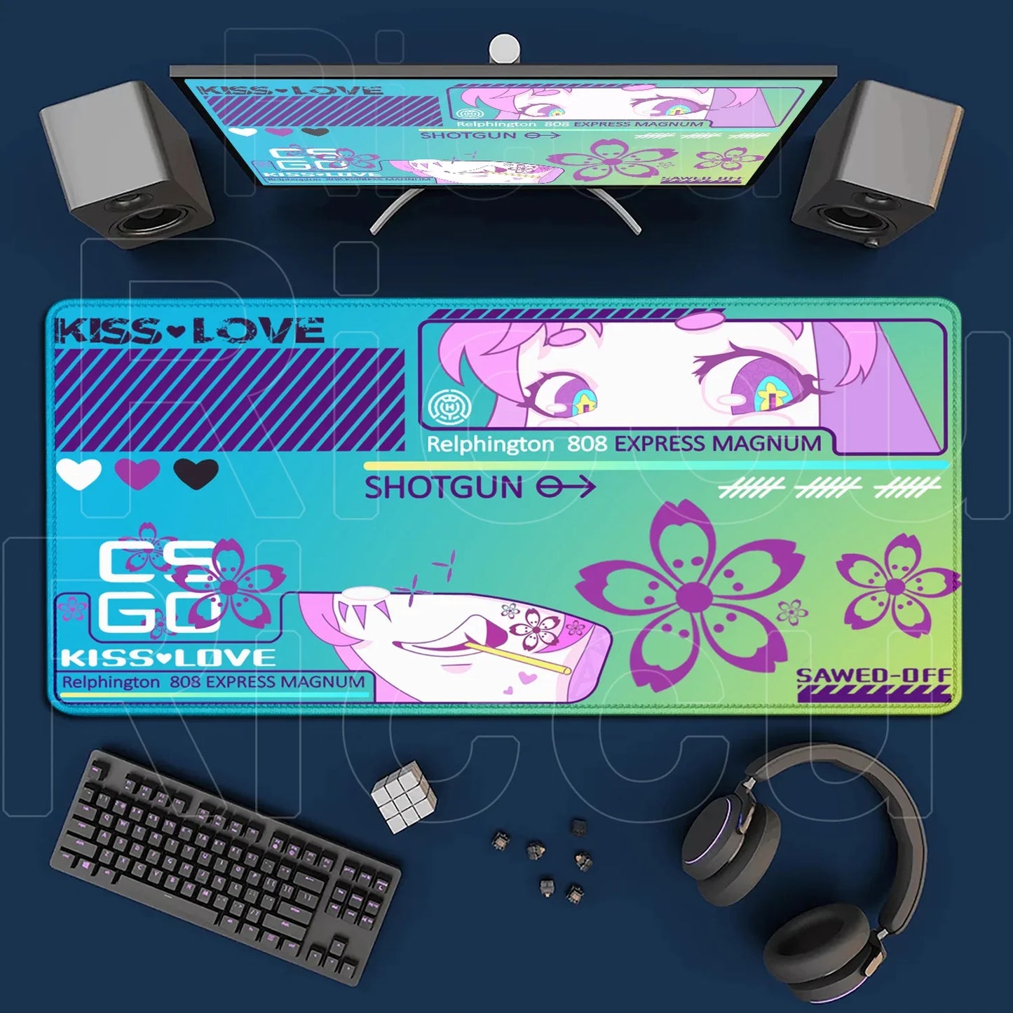 Cartoon Pink CSGO Gamer Mouse Pad – 400x900mm Anti-Slip Rubber Desk Mat for Keyboard & Gaming Accessories