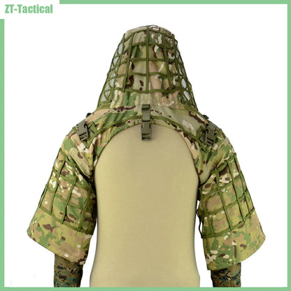 Ghillie Suit Tactical Sniper Coat – Viper Hood Camouflage Clothing for Airsoft, Paintball & Hunting, Ripstop Fabric