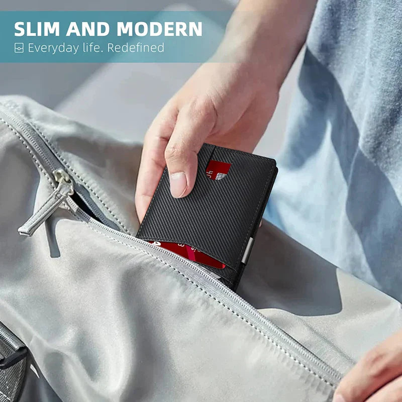 RFID Carbon Fiber Men’s Wallet — Slim Luxury Card Holder, Small Money Bag, Short Purse & Billfold for Men