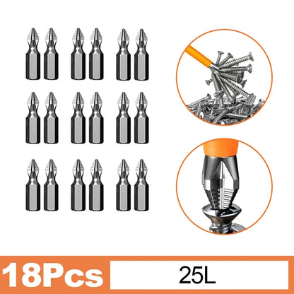 Magnetic Anti-Slip Screwdriver Bit Set - S2 Alloy Steel Impact Resistant Hex Shank Bits for Power Tools