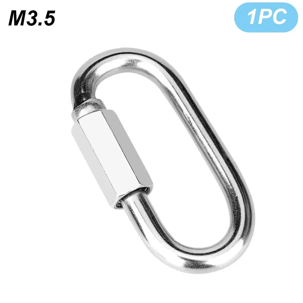 Stainless Steel Carabiner Quick Links - Safety Snap Hooks Chain Connectors for Keys, Climbing and Gear Repair