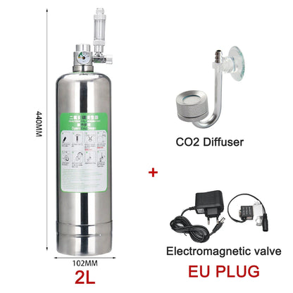 Aquarium CO2 Generator System Kit – Stainless Steel CO2 Cylinder & Carbon Dioxide Reactor for Plants & Fish