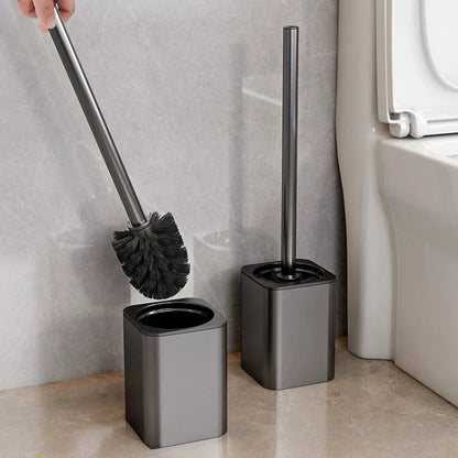 Luxury Metal Toilet Brush - Wall Mounted Holder with No Dead Angle Cleaning Tool for Modern Bathroom