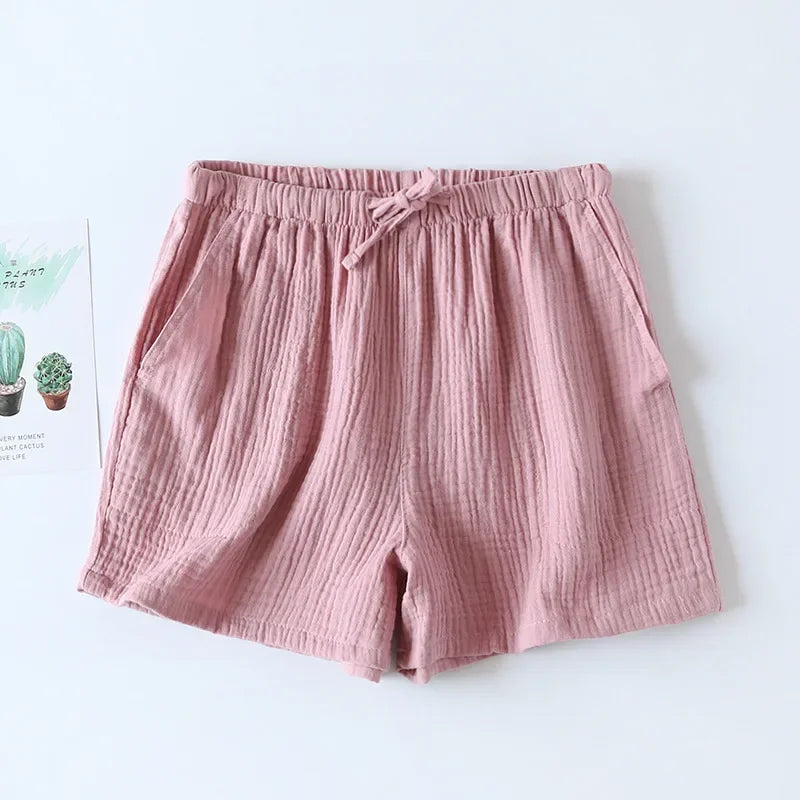 2026 Women's Cotton Crepe Summer Shorts - Loose Fit Plus Size Beach Lounge Pants