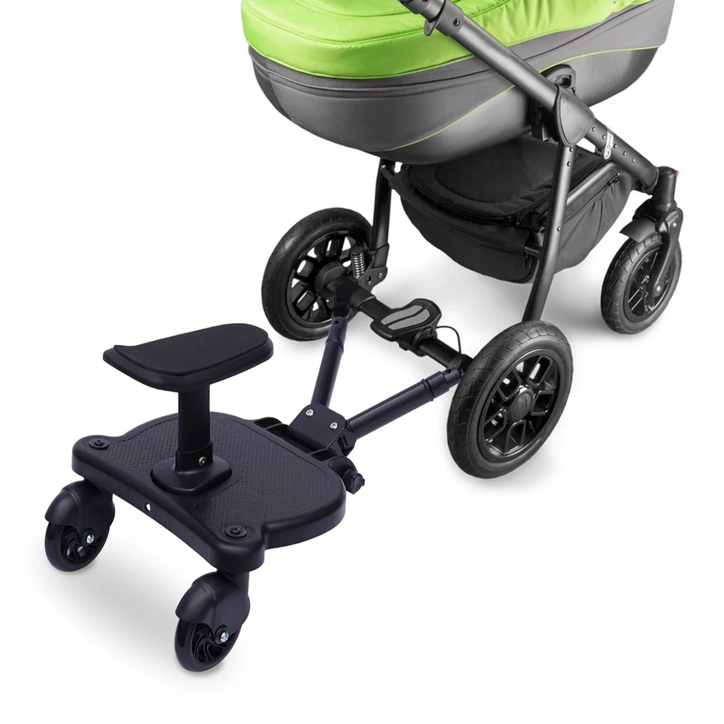 2-in-1 Universal Stroller Buggy Board with Detachable Seat – Pram Pedal Adapter for Kids, 25kg Load Capacity