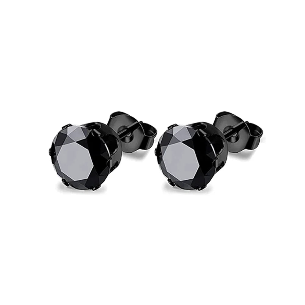 Unisex Stainless Steel Cubic Zirconia Stud Earrings Set (1–8 Pairs) – 6mm Minimalist Ear Piercing Jewelry for Men & Women