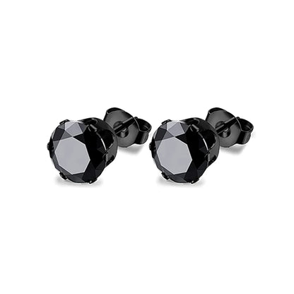 Unisex Stainless Steel Cubic Zirconia Stud Earrings Set (1–8 Pairs) – 6mm Minimalist Ear Piercing Jewelry for Men & Women